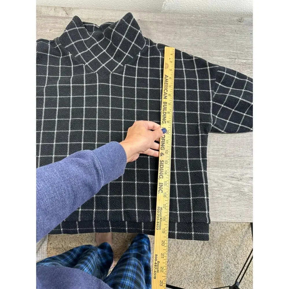 Madewell Textured Turtleneck Top in Windowpane Black White Large
